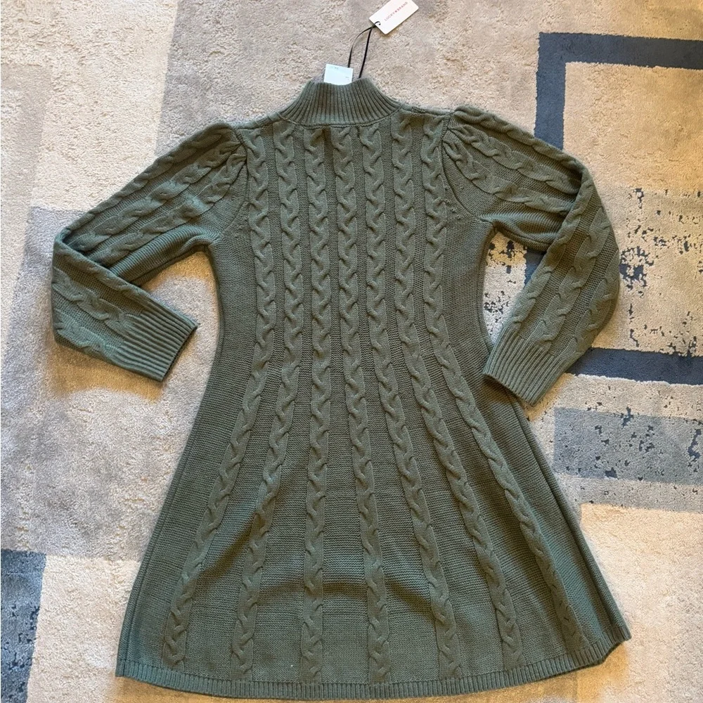 Olive Green Cable Knit Sweater Dress L - Picture 6 of 6